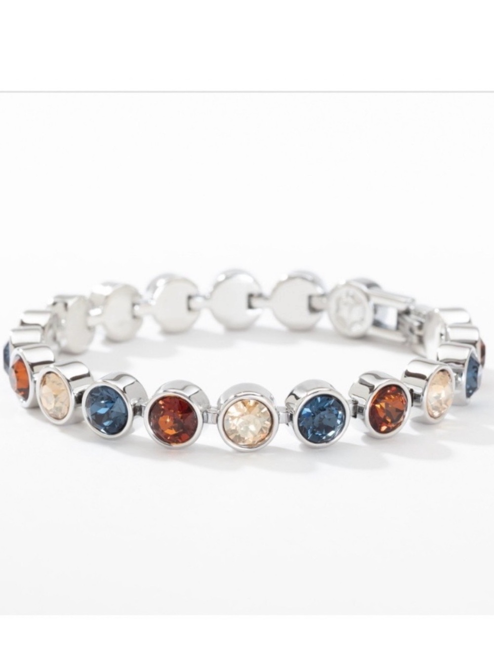Touchstone Crystal Silver Bracelet with Blue, Amber and Champagne Crystals